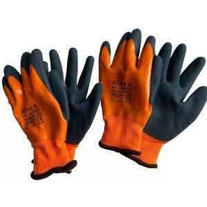 Waterproof Winter Work Gloves for Men and Women Size Medium Orange Thermal 2pair